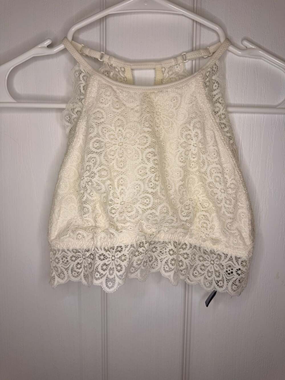 Aerie Cream Lace High Neck Bralette Crop Top Boho Romantic Petite S